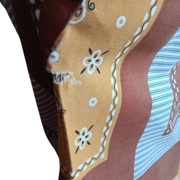 Vintage Medium 70's Blouse Top Boho Patchwork Tunic 1OF1 Keyhole Kimono Sleeves - Picture 5 of 9